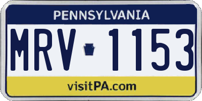 PA license plate MRV1153