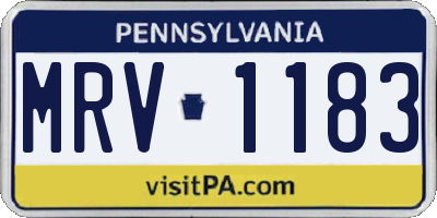 PA license plate MRV1183