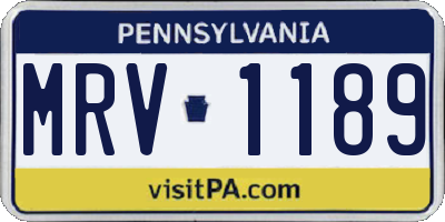 PA license plate MRV1189