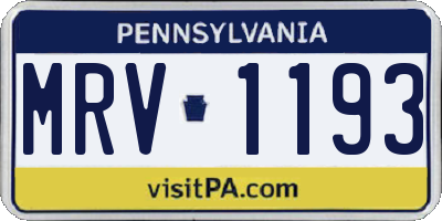 PA license plate MRV1193