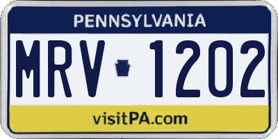 PA license plate MRV1202