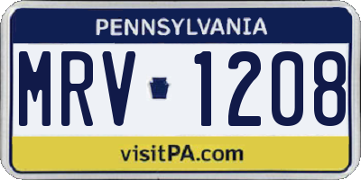 PA license plate MRV1208