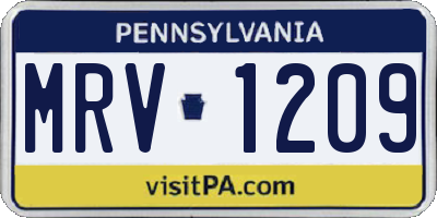 PA license plate MRV1209