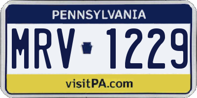 PA license plate MRV1229