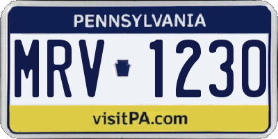 PA license plate MRV1230