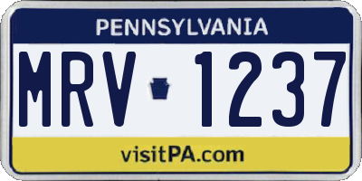 PA license plate MRV1237