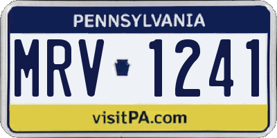 PA license plate MRV1241