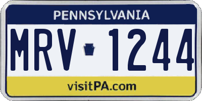 PA license plate MRV1244