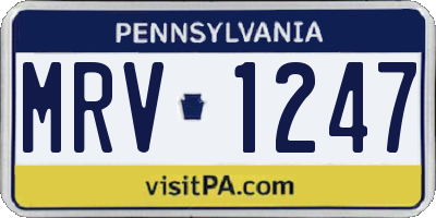 PA license plate MRV1247