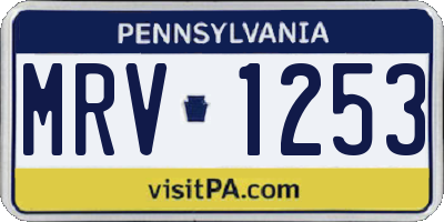 PA license plate MRV1253