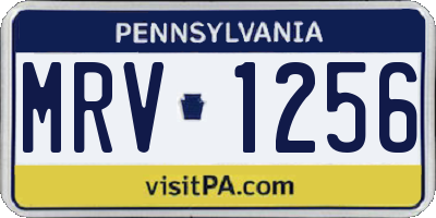 PA license plate MRV1256
