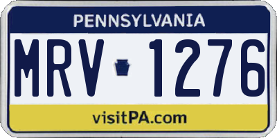 PA license plate MRV1276