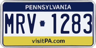 PA license plate MRV1283