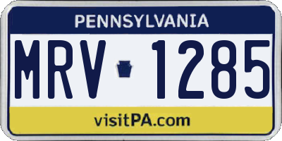 PA license plate MRV1285