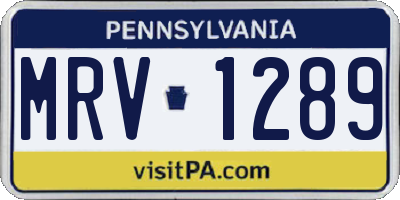 PA license plate MRV1289