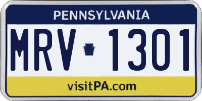 PA license plate MRV1301