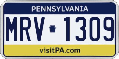 PA license plate MRV1309