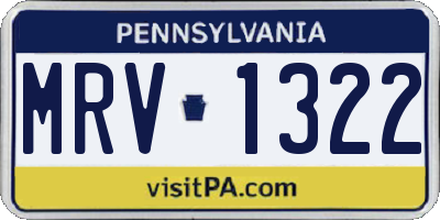 PA license plate MRV1322