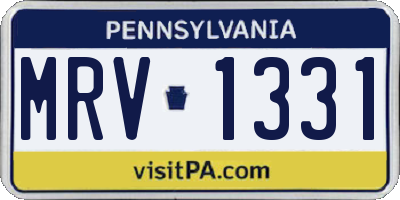 PA license plate MRV1331