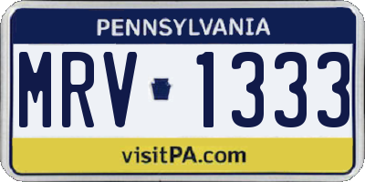 PA license plate MRV1333