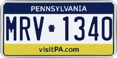 PA license plate MRV1340