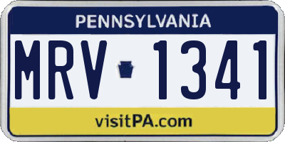 PA license plate MRV1341