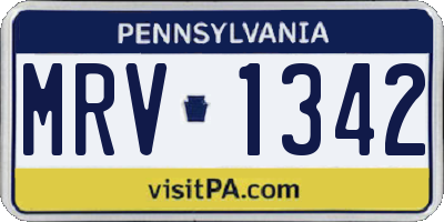 PA license plate MRV1342