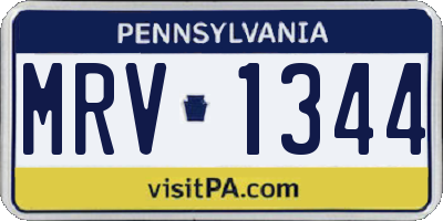 PA license plate MRV1344