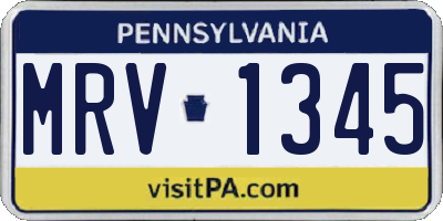 PA license plate MRV1345