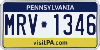 PA license plate MRV1346