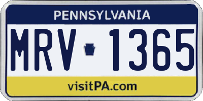 PA license plate MRV1365