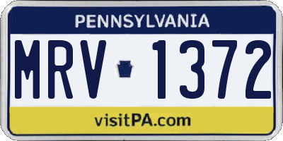 PA license plate MRV1372