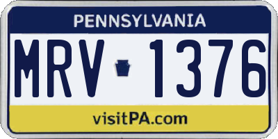 PA license plate MRV1376