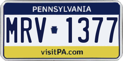 PA license plate MRV1377