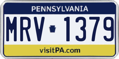 PA license plate MRV1379