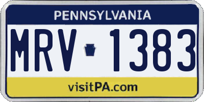 PA license plate MRV1383