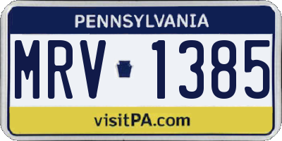 PA license plate MRV1385