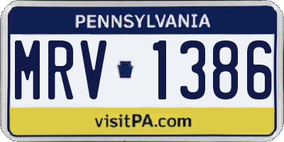 PA license plate MRV1386