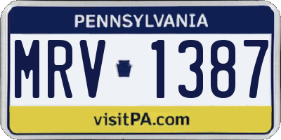 PA license plate MRV1387