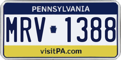 PA license plate MRV1388