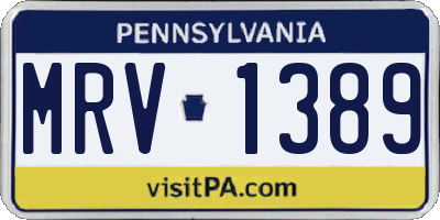 PA license plate MRV1389