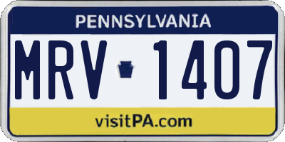 PA license plate MRV1407