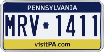 PA license plate MRV1411