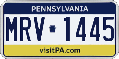 PA license plate MRV1445