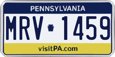 PA license plate MRV1459