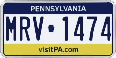 PA license plate MRV1474