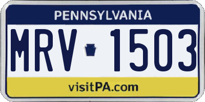 PA license plate MRV1503
