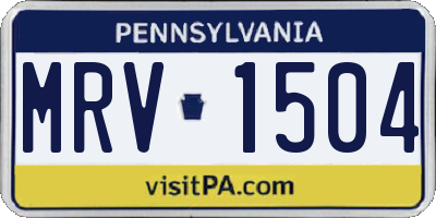 PA license plate MRV1504