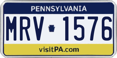 PA license plate MRV1576