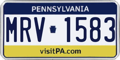 PA license plate MRV1583